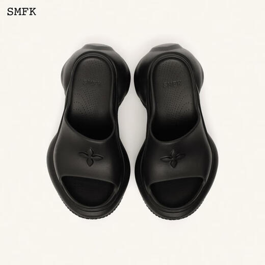 
SMFK pre-sale WAVE high-heeled sports slippers SL002B1 thick sole height-enhanced fashionable one-fold flip-flops 9.5cm Jiang Peiyao same style wilderness black one size larger 37