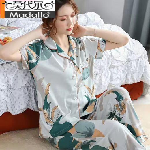 Modale Mutter mittleren Alters purer Baumwollpyjamas Frauen Sommer kurzärmelige Hosen Plus Size Casual Cardigan Anzug Dünne Heimkleidung Y9922 XL 120-140