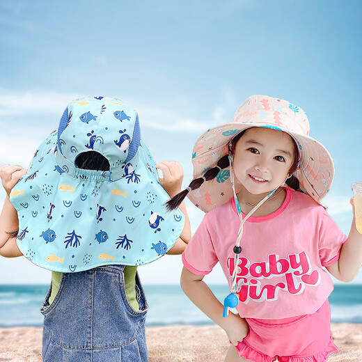 Henkelli Kinder Sonnenschutzhut UV Baby Sonne Sonne Hut Junge Mädchen Sommer Beach Hut Big Bim Blau