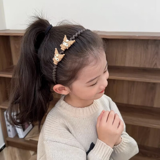 BARY REEF children's brown hairband girls with teeth non-slip girls 2024 new style headset hair card headband baby headband women's dark coffee rabbit ears