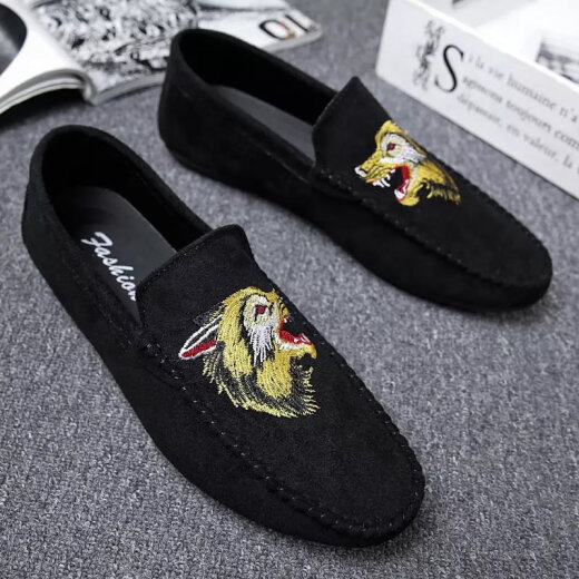 Tianguang old Beijing cloth shoes spring and autumn small-size bean shoes male student Korean style trendy society spirit guy versatile lazy shoes 829 black 42
