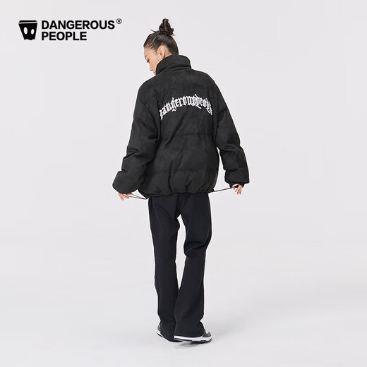 Dangerous people薛之谦dsp仿麂皮绒棉服夹克秋冬拉链外套男女潮牌 黑色 M