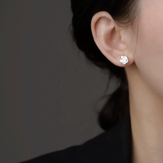 Idel 999 Pure Silver Ear Hole Earrings for Women Camellia Fashion Ear Jewelry Earrings Valentine's Day Birthday Gift for Girlfriend 999 Pure Silver Camellia + 7 Warehouse Shipping/Same Day Next Day E3136