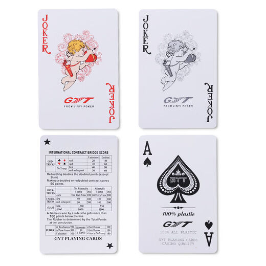 GYT Little Bee Playing Cards GYT plastic playing cards double-sided frosted waterproof washable playing cards PVC material narrow 689 wide version red