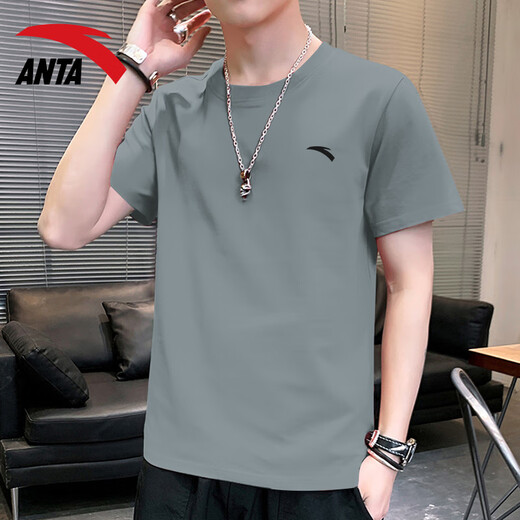 安踏（ANTA）短袖t恤男装冬季轻薄透气冰丝速干衣宽松大码跑步健身休闲运动服 -8柚红色 L /175