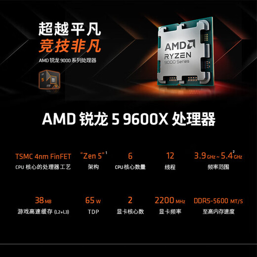 ASUS AMD Ryzen R5 9600X/5060Ti/9070GRE/5070Ti/7700XT Game Esports AI Design Drawing Rendering Live Broadcast Host DIY Assembly PC Configuration 10 9600X 9060XT 16G 3A Model