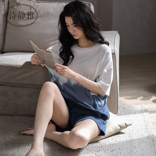 诗静雅（SHIJINGYA） 睡衣女夏季纯棉薄款短袖短裤家居服夏天时尚休闲可外穿套装 CXH 12210女短袖 XL 女(推荐120-140斤)