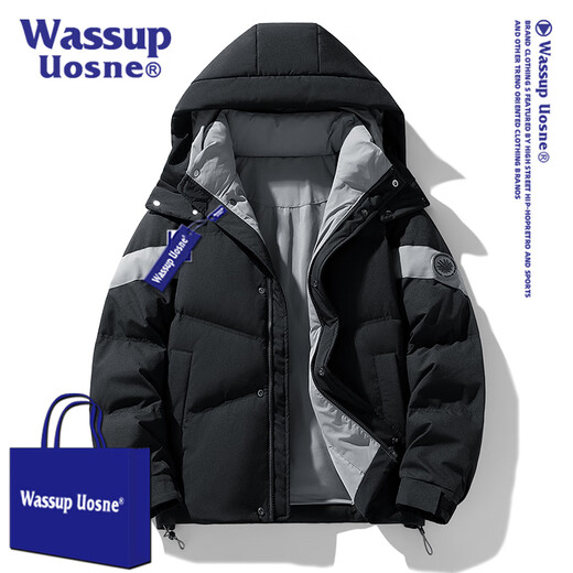 WASSUP UOSNE官方潮牌羽绒服男女款冬季美系免洗PU皮90鸭绒派克服飞行员外套男 9227杏米色（90%鸭绒） M （建议120-145斤）