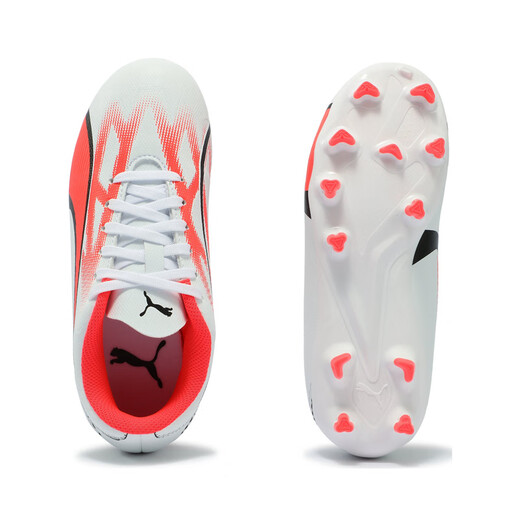 彪马（PUMA）官方 新款儿童天然草坪足球鞋长钉ULTRA PLAY FG/AG JR 107530 白-黑色-火红色-01 35