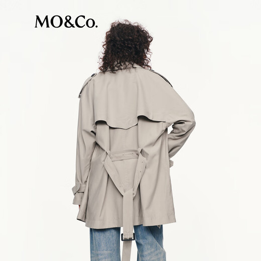 MO&Co. C+ Series Windbreaker 2025 Autumn New Loose Jacket Independent Bracelet Belt MBE3TRC002 Gravel Color S /160