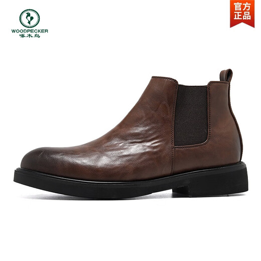 В дятеле Chelsea Boots Мужская кожаная кожаная летние дышащие ботинки с заостренным носком в британском стиле высокая вершина кожаная ботин