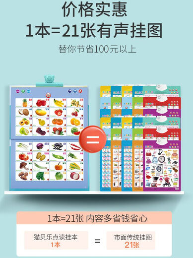幼儿童早教挂图本手指点读发声书宝宝中英文有声读物点读笔学习机 大本-顶配47面充电款4000+发声