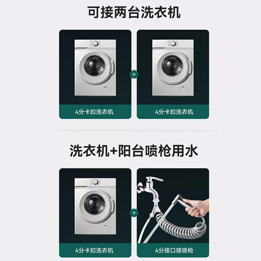 ILeddog Germany washing machine faucet body brass three-way angle valve one-in-two connector water distributor one in and two out Y-shaped three-way (4-point interface + 4-point interface) fine copper thickened main body丨one in and two out