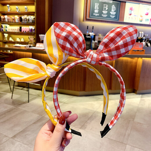 Korean children's hairband little girl playful and cute rabbit ears hairpin headband baby hair accessories girls hairpin headdress 6# wine red rabbit ears hairband