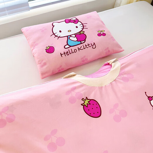 Nanjiren removable and washable multi-size cotton Sanrio sleeping bag, children's sleeping bag, baby quilt, dual-purpose baby anti-kick quilt, Apple KT 80*120cm+2 thin core spring and summer models