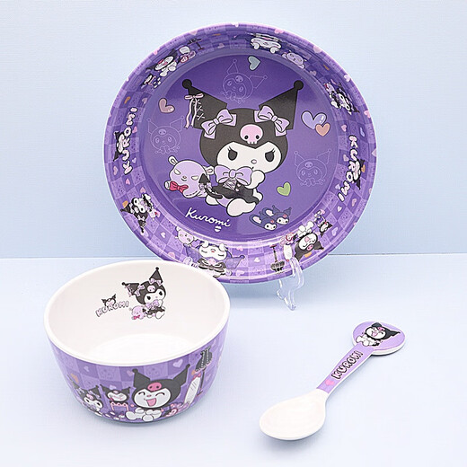迪士尼（Disney）库洛米碗盘套装餐具勺调羹饭碗密胺仿陶瓷碗学生食堂碗学生宿舍 新款库洛米5寸碗勺筷杯8寸盘+礼