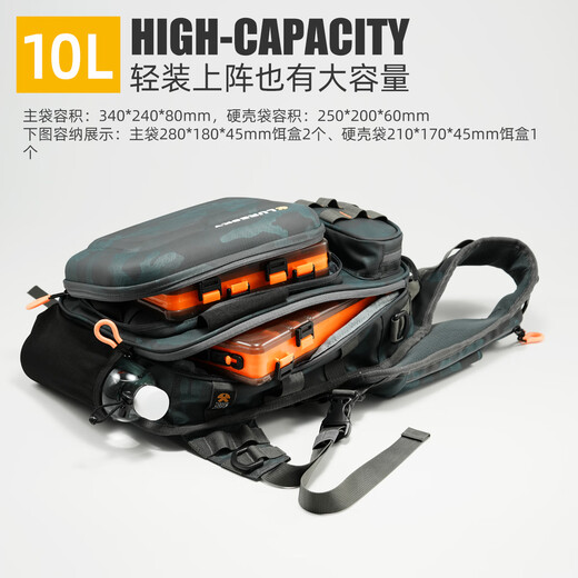 LURESKY high-end outdoor waterproof lure bag, multi-function pole backpack, large capacity single shoulder sling bag, fishing gear bag, crossbody bag, medium gray