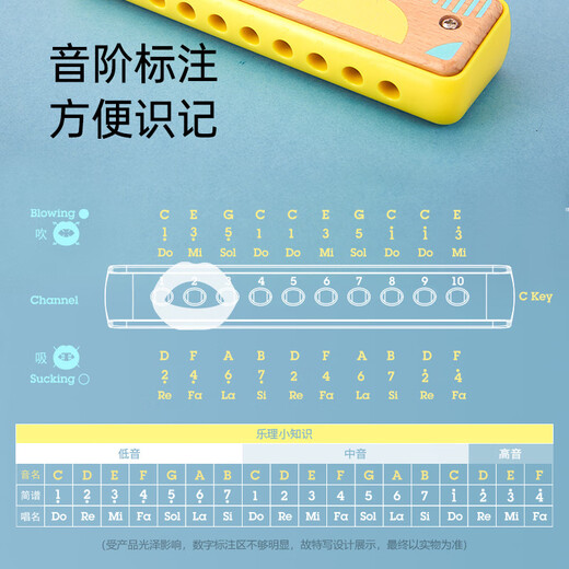
Hape children's harmonica, infant music beginners, baby oral organ, wooden instrument toys E8474 Coral Orange