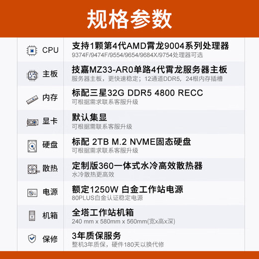 Gigabyte AMD Epyc Xiaolong 9654/9754 Simulation de travail informatique / calcul scientifique / modélisation Rendu / calcul virtualisé hôte Xiaolong 9754 2,25G 128 CORES 256 Filons 512G Mémoire / 2T Solid State / Collection Affichage
