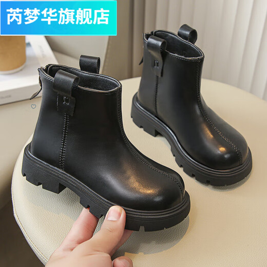 Rui Menghua Girls Boots 2025 New Spring and Autumn Children's Short Boots Martin Boots Baby Leather Boots Fashionable and versatile single boots Brown Size 107 Is this one smaller?