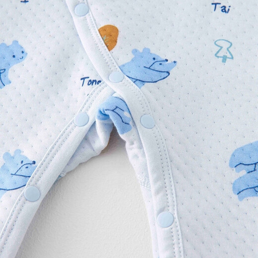 Tongtai Baby Jumpsuit Autumn and Winter Pure Cotton Baby Clothes Home Underwear Offset Long Sleeve Padded Romper Suit Blue 73cm (recommended height 66-75cm for 5-12 months)