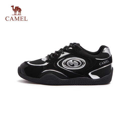 骆驼（CAMEL）【月牙】复古德训鞋女2025春季新款休闲百搭板鞋时尚休闲鞋女鞋 L25S577059 黑/银 38