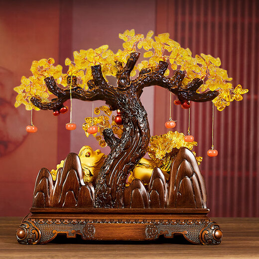 铜雀天骄金蟾白菜发财树开业招财大摆件新店公司开业大吉礼物乔迁高档礼品 财源广进尺寸约35*15*36cm