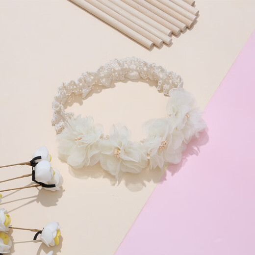 SNQP children's hair accessories, infants, newborns, baby hairbands, super fairy four flower headdress full moon birthday princess, 1 white hairband, circumference 40-60cm
