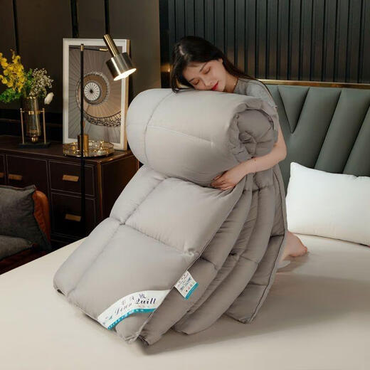 羽绒被95白鹅绒加厚保暖冬被春秋被单双人酒店被冬季被芯棉 150*200夏被 蓝灰色