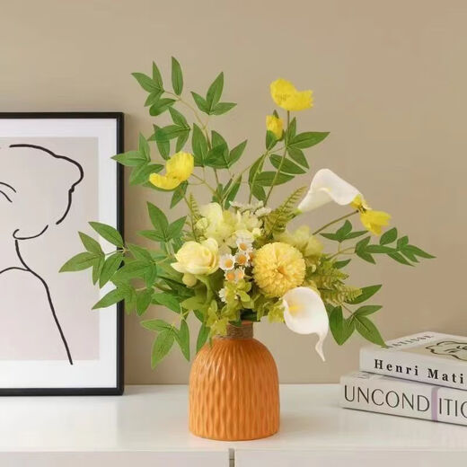 MPPMCK light luxury ins style simulated flower art ornaments simulated green plants young people's desktop flower arrangement floral decorations main picture hot model Cardamom Year Bouquet + blue