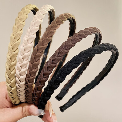 Feihua headband for women 2024 new style outing high-end headwear non-slip adult short hair headband simple broken hair clips 2 pack dark color (black + dark brown) 2 pcs