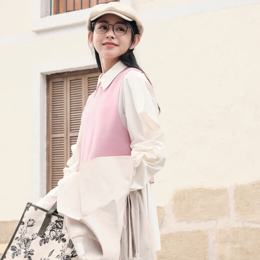Zihan (ZIHAN) Zihan Sleeveless Irregular Vest + White Bottoming Shirt Two-piece Suit for Women Spring Raspberry Pink S