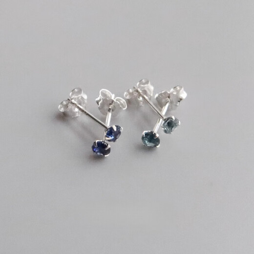 DL 1998 Fat Donglai same style tanzanite earrings natural 3mm sapphire London blue topaz mini silver earrings for women Tanzanite blue 3mm丨silver pair