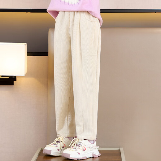 优优1点（Yoyo one）女童秋装裤子秋季休闲2024新款萝卜裤春秋儿童女孩大童运动裤白色 4882白色+16091紫色【春秋款】 140cm