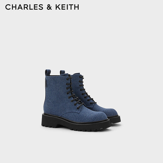 CHARLES/KEITH side zipper lace-up Martin boots for women CK1-90380151 Blue 36