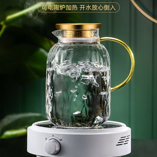 MIDOC light luxury glass water cup, home tea cup, high-looking bark pattern heat-resistant living room drinking cup set for entertaining guests, 6 tree pattern cups + gold frame + tree pattern pot + green tray