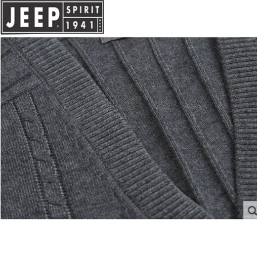 JEEP SPIRIT中老年男士羊毛衫开衫老年人毛衣针织衫毛衣外套父亲爸爸春秋冬季 浅灰色 小号90-120斤