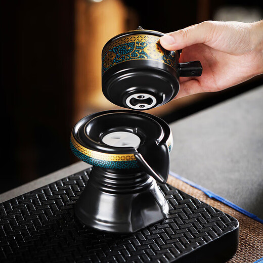 Tea art noble ancient charm automatic tea set 12-head tea ceremony lazy set household ceramic anti-scalding brewing tea set Chinese tea gift