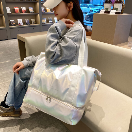 Bolsa de viaje de corta distancia Xingxi Hembra Haz Mano aplaza un tamaño diferente de la bolsa de ejercicios livianas pequeños equipaje para la bolsa de viajes de producción Bolsa de mochila Pearlescent White [expandible, papel de zapato]