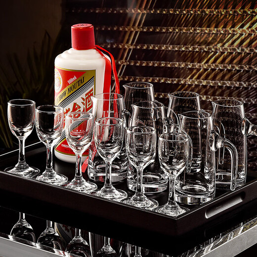 Ouxin imported wine glasses, white wine glasses, wine divider set, 6 pots, 6 cups, high-end white wine glasses, small wine cups, high-foot glasses 30ML/6 pieces
