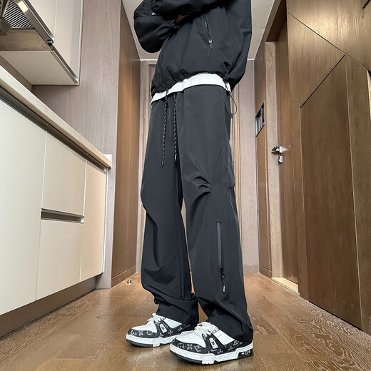 杉努（SHANNU）冲锋机能裤子男春秋冬季美式工装防泼水防风伞兵休闲长裤 K736黑色 L