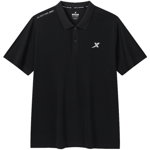 XTEP ice-sense polo shirt short-sleeved men's and women's summer business breathable sports half-sleeved casual men's quick-drying lapel T-shirt black-0118 (men) XL
