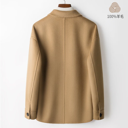 DK high-end men's 100% wool jacket men's autumn and winter trendy handsome lapel woolen jacket double-sided woolen coat men camel M