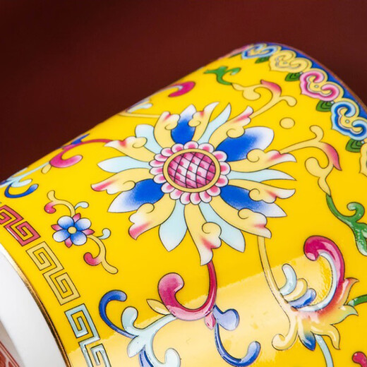 LICHEN enamel ceramic white wine cup tea cup Jingdezhen Chinese-style entangled palace style tableware yellow imperial yellow 170 ml