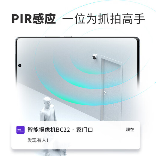 神眸家门口楼道摄像头 免插电监控器 磁吸免打孔 无线wifi家用电池充电超长待机BC22白色+128G内存卡