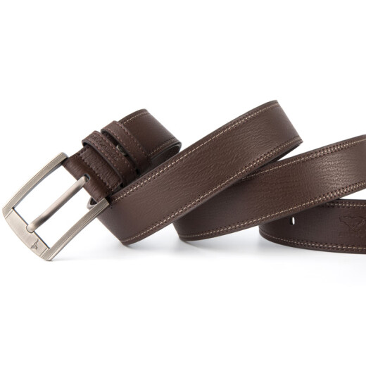 Septwolves belt men's casual genuine cowhide jeans belt cowhide pin buckle men's belt brown width 3.9CM