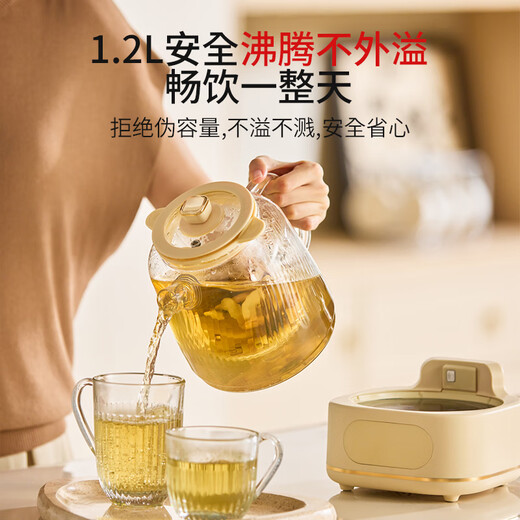 World KitchenCorning health pot, all-glass constant temperature kettle, teapot, teapot 1.2L large capacity, office thermos pot, household flower teapot, kettle, electric kettle, self-use gift, top version, tea drain + stew pot 1.2L