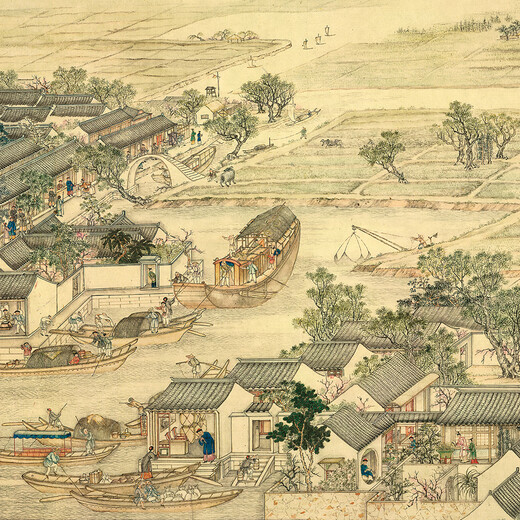 清 徐扬 姑苏繁华图 绢布高清微喷书画装饰客厅 长卷 37.1*1387厘米 纸本画芯