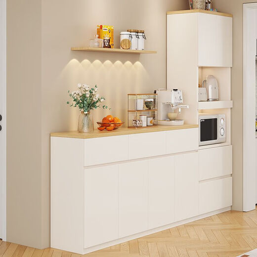 Guisenbao (GUISENBAO) solid wood side cabinet cupboard storage tableware cabinet kitchen cabinet combination cabinet cream style storage cabinet multi-layer finishing cabinet solid wood white A style 80cm double door side cabinet (deposit)