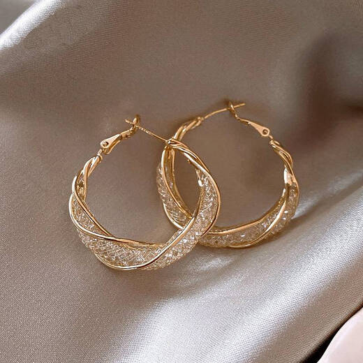 MHFDO earrings 18k gold 18K gold temperament large hoop earrings earrings earrings earrings earrings women's accessories 1 6 geometric earrings